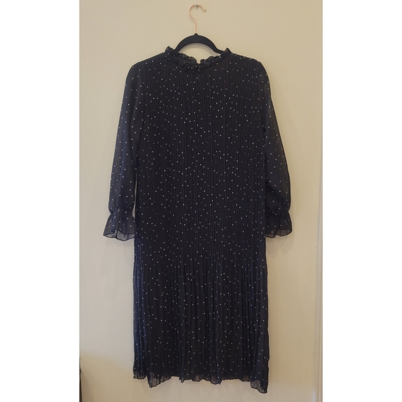 Spring chiffon pleated dot dress - Picture 9 of 11